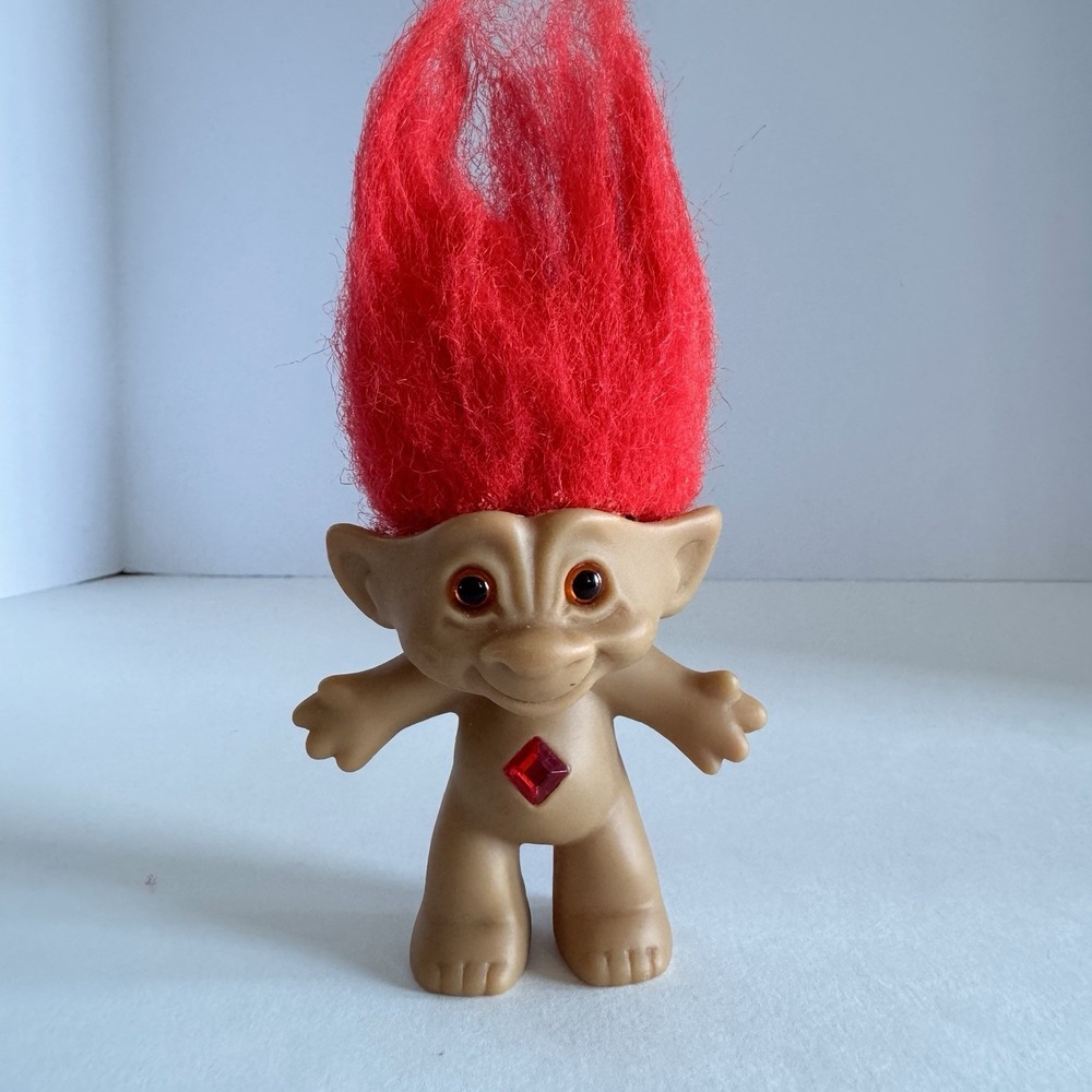 Ace Novelty Treasure Troll Red Hair Red Wishstone Vintage Figure‎ Doll